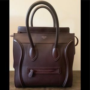 CELINE Burgundy Leather Luggage Tote